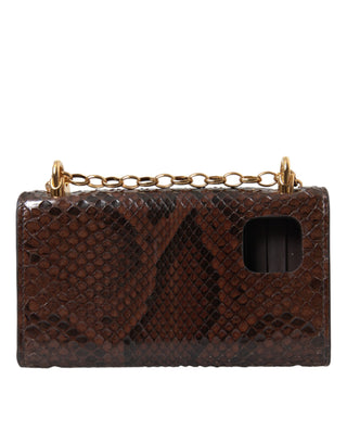 Brown Python Leather Dg Girls Crossbody Phone Bag