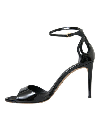 Black Keira Leather Heels Sandals Shoes