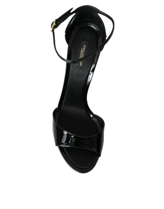 Black Keira Leather Heels Sandals Shoes