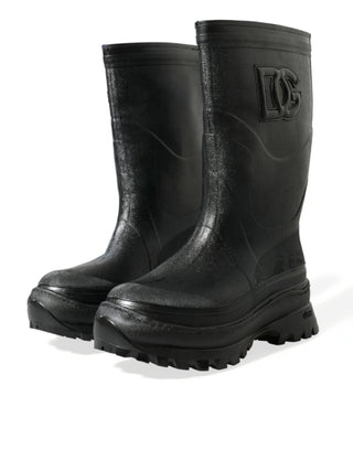 Sleek Metallic Rubber Rain Boots With Dg Logo