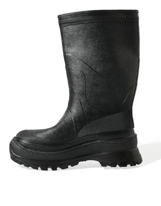 Sleek Metallic Rubber Rain Boots With Dg Logo