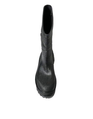 Sleek Metallic Rubber Rain Boots With Dg Logo