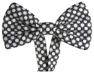 Elegant Silk Black And White Circle Bow Tie