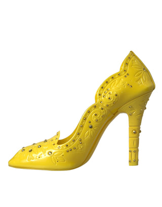 Yellow Crystal Cinderella Heels Pumps Shoes