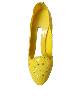 Yellow Crystal Cinderella Heels Pumps Shoes