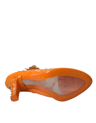 Orange Cinderella Floral Crystal Pumps Shoes