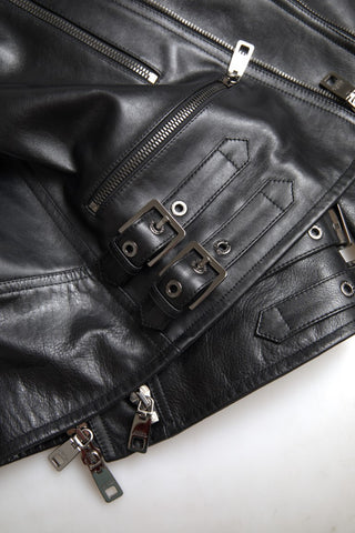 Sleek Black Leather Biker Jacket