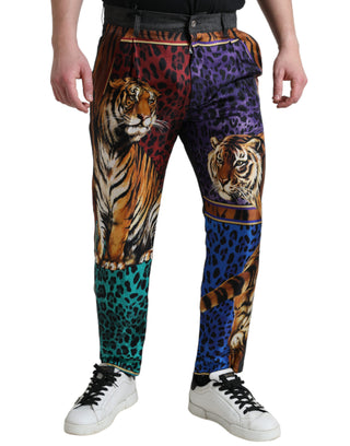 Multicolor Tiger Print Loose Denim Jeans