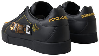 Elegant Portofino Leather Sneakers - Black Multicolor