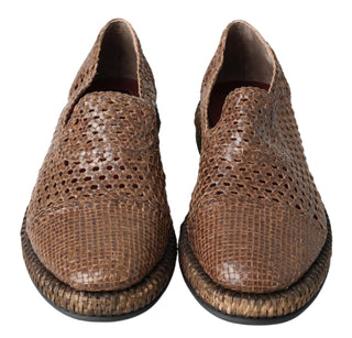 Elegant Leather Slipper Loafers In Brown