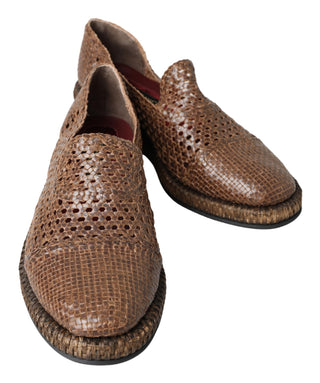 Elegant Leather Slipper Loafers In Brown