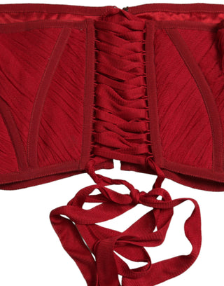 Silk Corset Waist Belt In Fiery Red