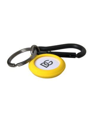 Yellow Rubber Dg Logo Round Brass Metal Keyring Keychain