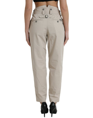 High-waisted Tapered Fashion Pants - Beige