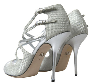 Elegant Shimmering Silver High-heeled Sandals