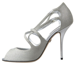 Elegant Shimmering Silver High-heeled Sandals