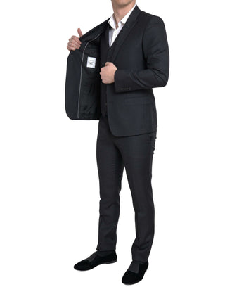 Elegant Black Martini Slim Fit 3-piece Suit