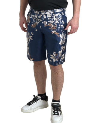 Silken Floral Bermuda Shorts In Blue