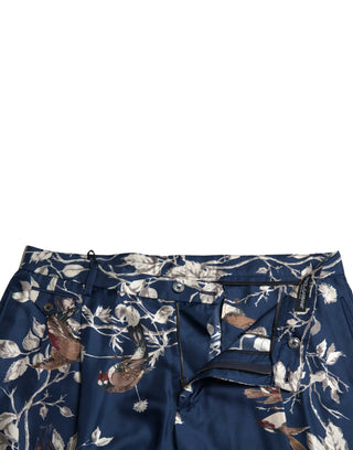 Silken Floral Bermuda Shorts In Blue