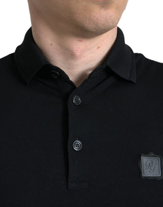 Elegant Black Cotton Polo Shirt