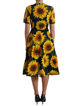 Summery Sunflower A-line Midi Dress