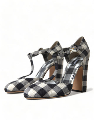 Chic Gingham T-strap Pumps: Timeless Mary Jane Heels