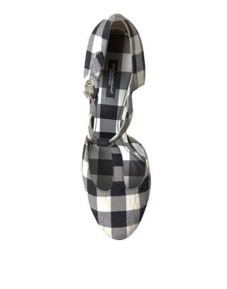 Chic Gingham T-strap Pumps: Timeless Mary Jane Heels