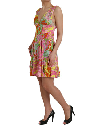 Multicolor Floral Silk A-line Dress