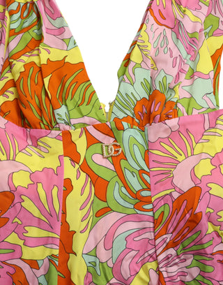 Multicolor Floral Silk A-line Dress