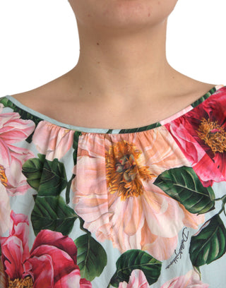 Multicolor Floral Cottonaline Pleated Dress