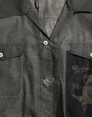 Elegant Dark Gray Cotton Button-down Shirt