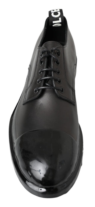 Elegant Derby Lace-up Leather Shoes In Black