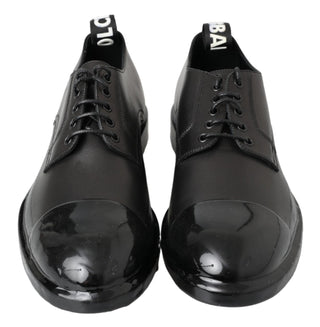 Elegant Derby Lace-up Leather Shoes In Black