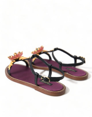 Elegant Crystal-adorned Flat Sandals