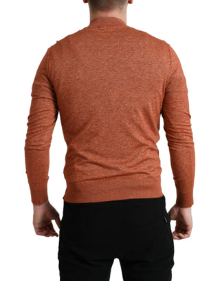 Silk-cashmere Orange Crew Neck Sweater