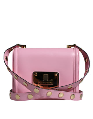 Baby Pink Lola Leather Studded Crossbody Strap Bag