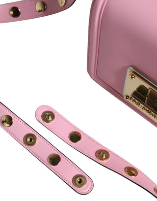 Baby Pink Lola Leather Studded Crossbody Strap Bag