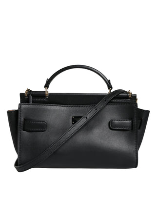 Black Leather Sicily Top Handle Crossbody Bag