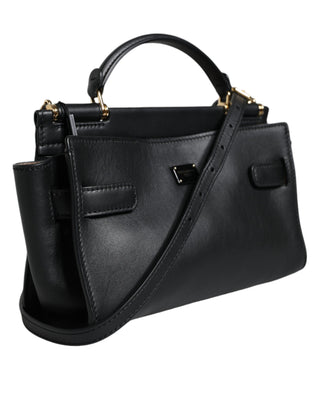 Black Leather Sicily Top Handle Crossbody Bag