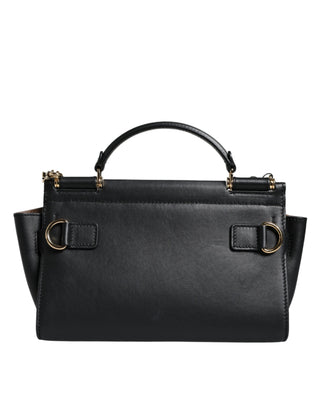 Black Leather Sicily Top Handle Crossbody Bag