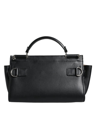 Black Leather Sicily Top Handle Crossbody Bag