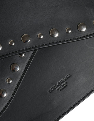 Black Small Leather Studded Shoulder Crossbody Bag