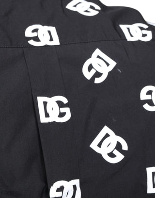 Black Dg Logo Print Slim Fit Cotton Shirt