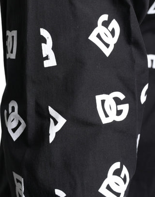 Black Dg Logo Print Slim Fit Cotton Shirt