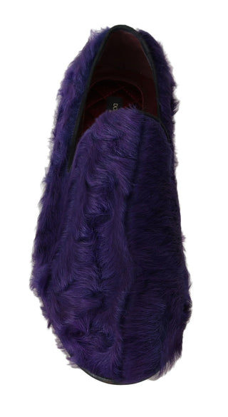 Plush Purple Sheep Fur Loafers - Luxury for You