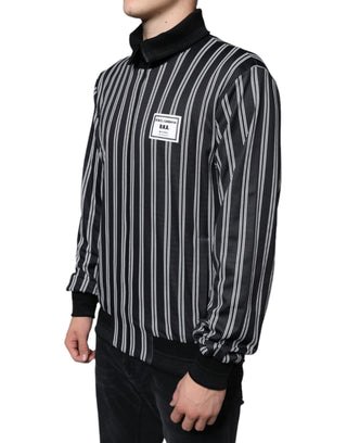 Black White Stripes Full Zip Dna Milano Men Sweater