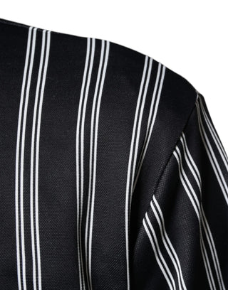 Black White Stripes Full Zip Dna Milano Men Sweater