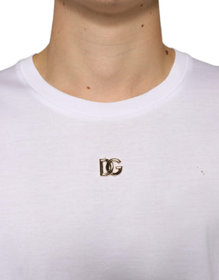 White Metal Dg Logo Cotton Short Sleeves T-shirt