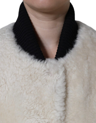 White Warrenford Shearling Leather Vest Coat Jacket