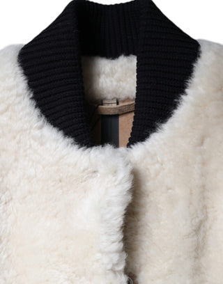 White Warrenford Shearling Leather Vest Coat Jacket